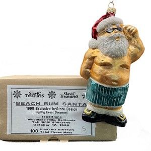 Slavic Treasures Ornament BEACH BUM SANTA 1998 Exclusive Signed Only 100 Made